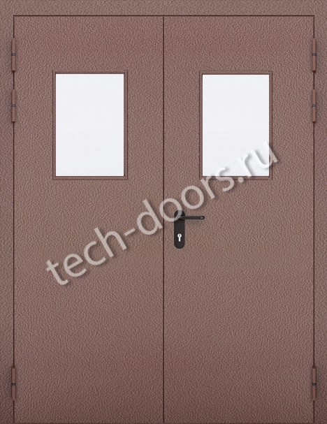Дверь техническая двупольная 1450x2050 со стеклом